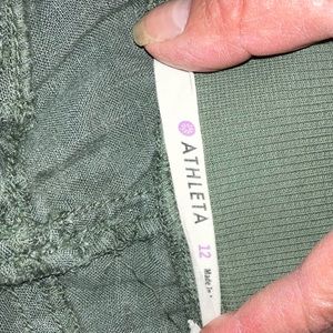 Athleta army green linen joggers